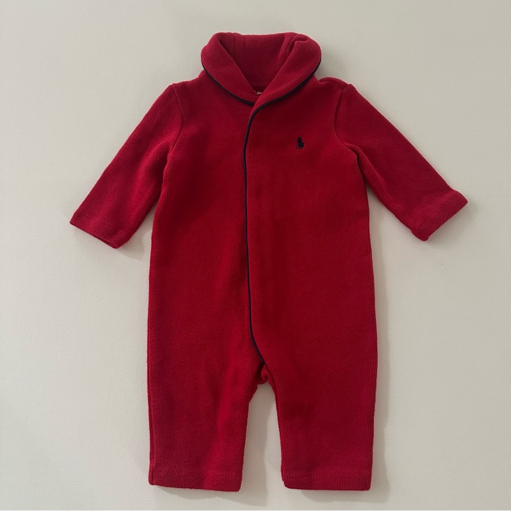 Ralph Lauren 3 Months Baby Boy Red One Piece Romper Holiday Christmas